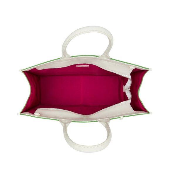 Betsey Johnson Kitsch Queen Of The Green Large Canvas Tote Bag Green & White NWT - Picture 8 of 16